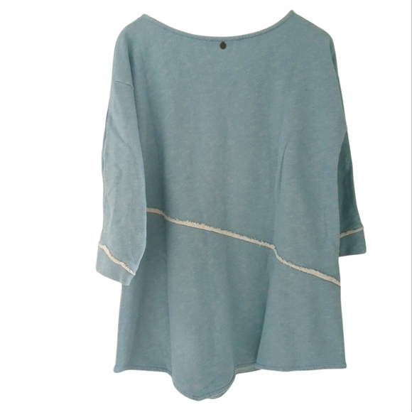 Soft Surroundings Sweatshirt Top Asymmetric Tunic French Terry Pale Blue - Picture 4 of 6
